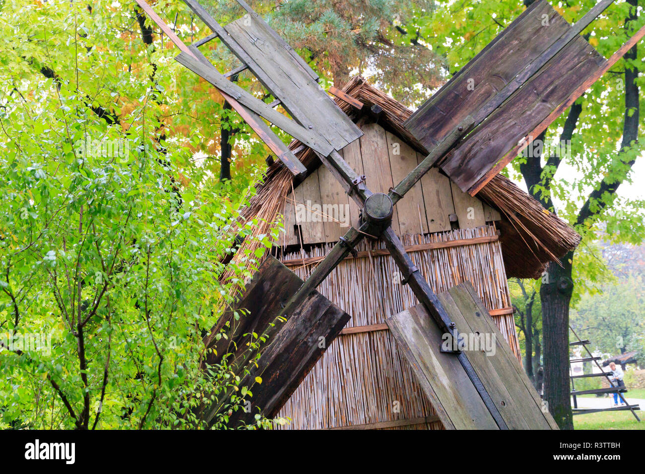 Bucharest, Romania. Dimitrie Gusti National Village Museum. Open Air museum. Windmill. Stock Photo