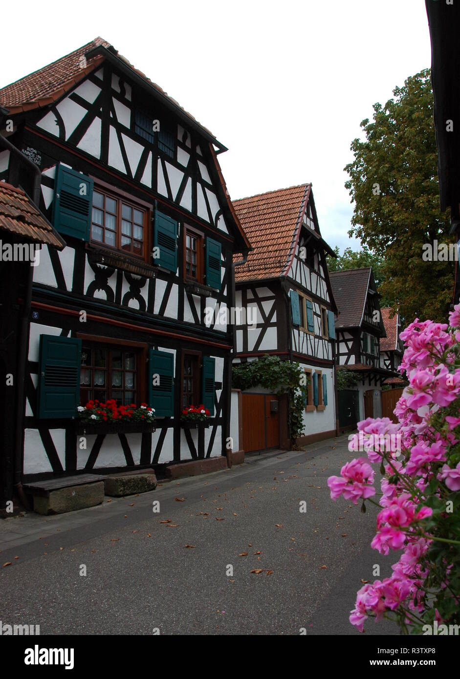 half-timbered houses in hinnerstädl in jockgrim Stock Photo