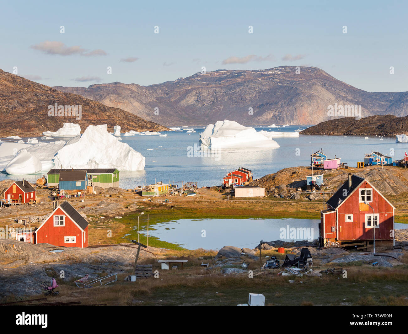 Ikerasak, a small traditional fishing village on Ikerasak Island in the