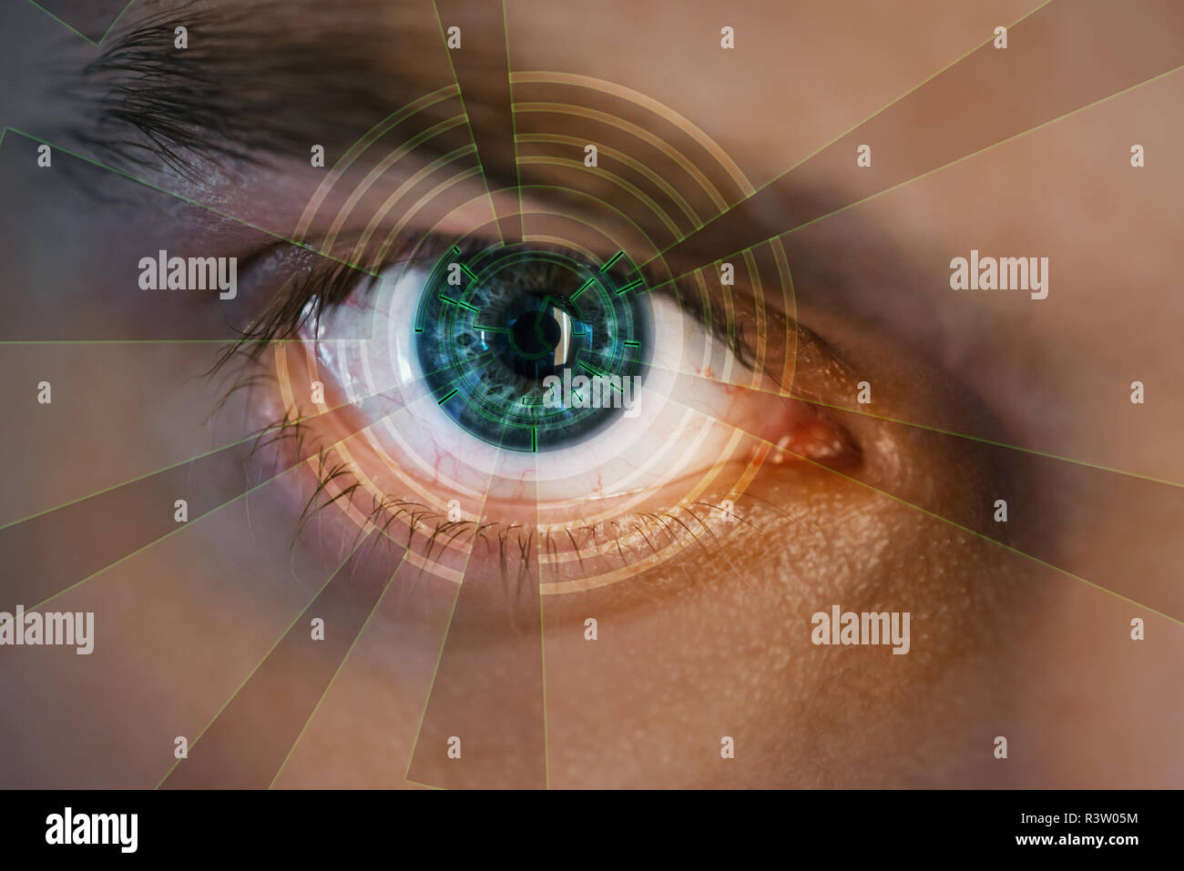 Eye viewing digital information. Conceptual image. Stock Photo