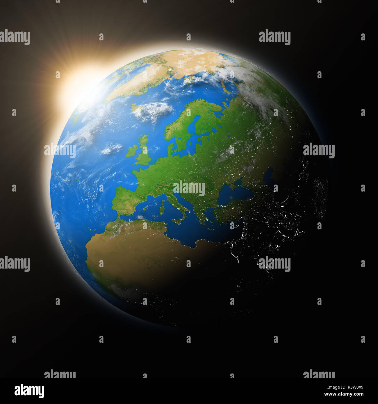 Sun Rising Over Europe Sun over Europe on planet Earth Stock Photo - Alamy