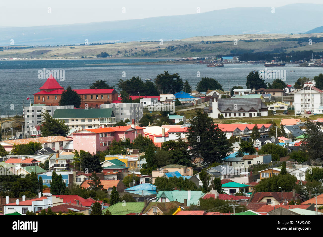 Elevated view of Punta Arenas, Chile, Patagonia Stock Photo