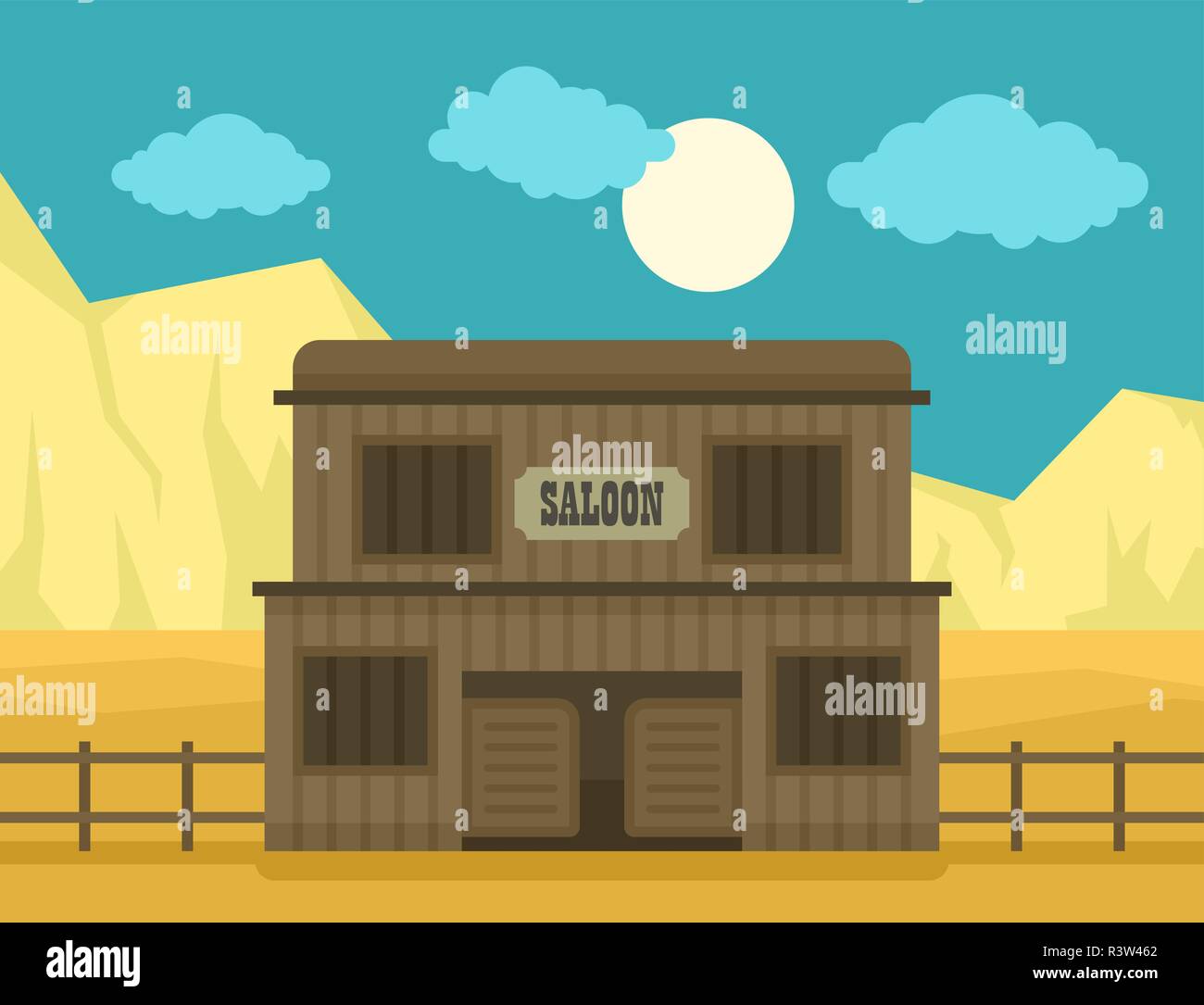 Western saloon concept background. Flat illustration of western saloon vector concept background for web design Stock Vector