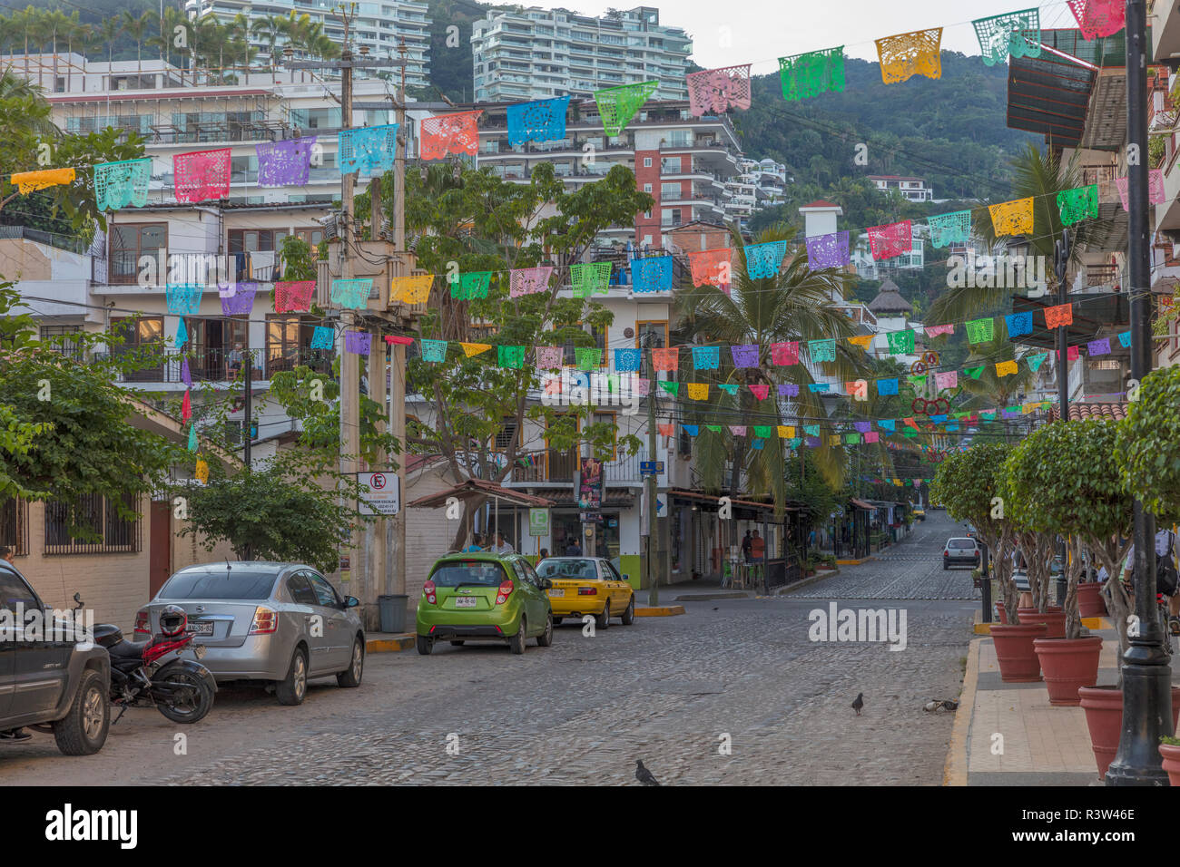 Street scene in the Romantic Zone in Puerto Vallarta, Mexico Stock