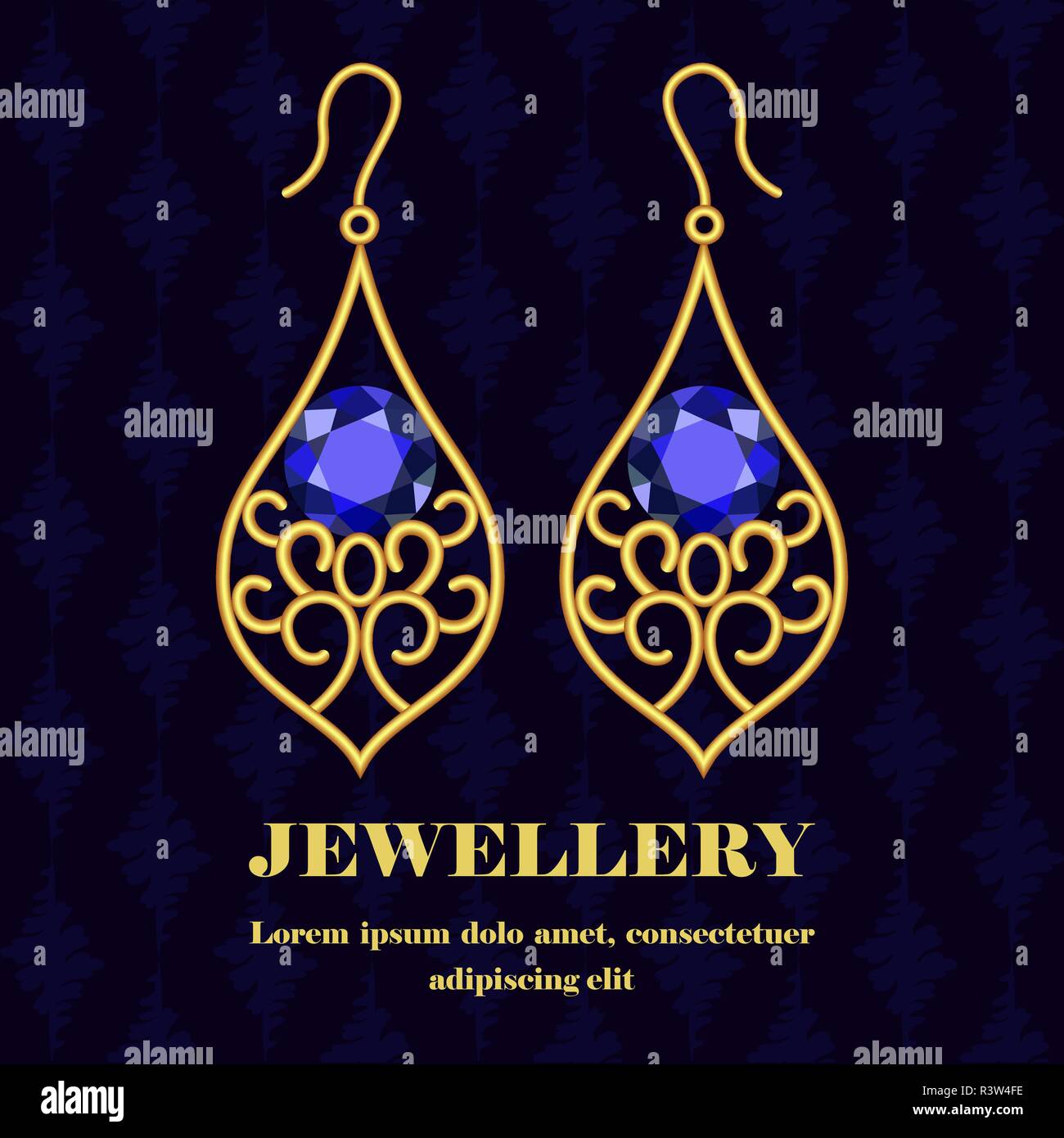 Gold jewellery concept background. Realistic illustration of gold