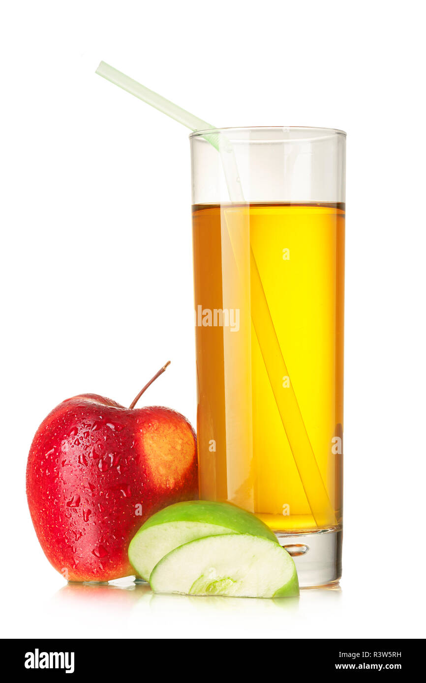 Fresh apple juice with straw isolated Stock Photo - Alamy