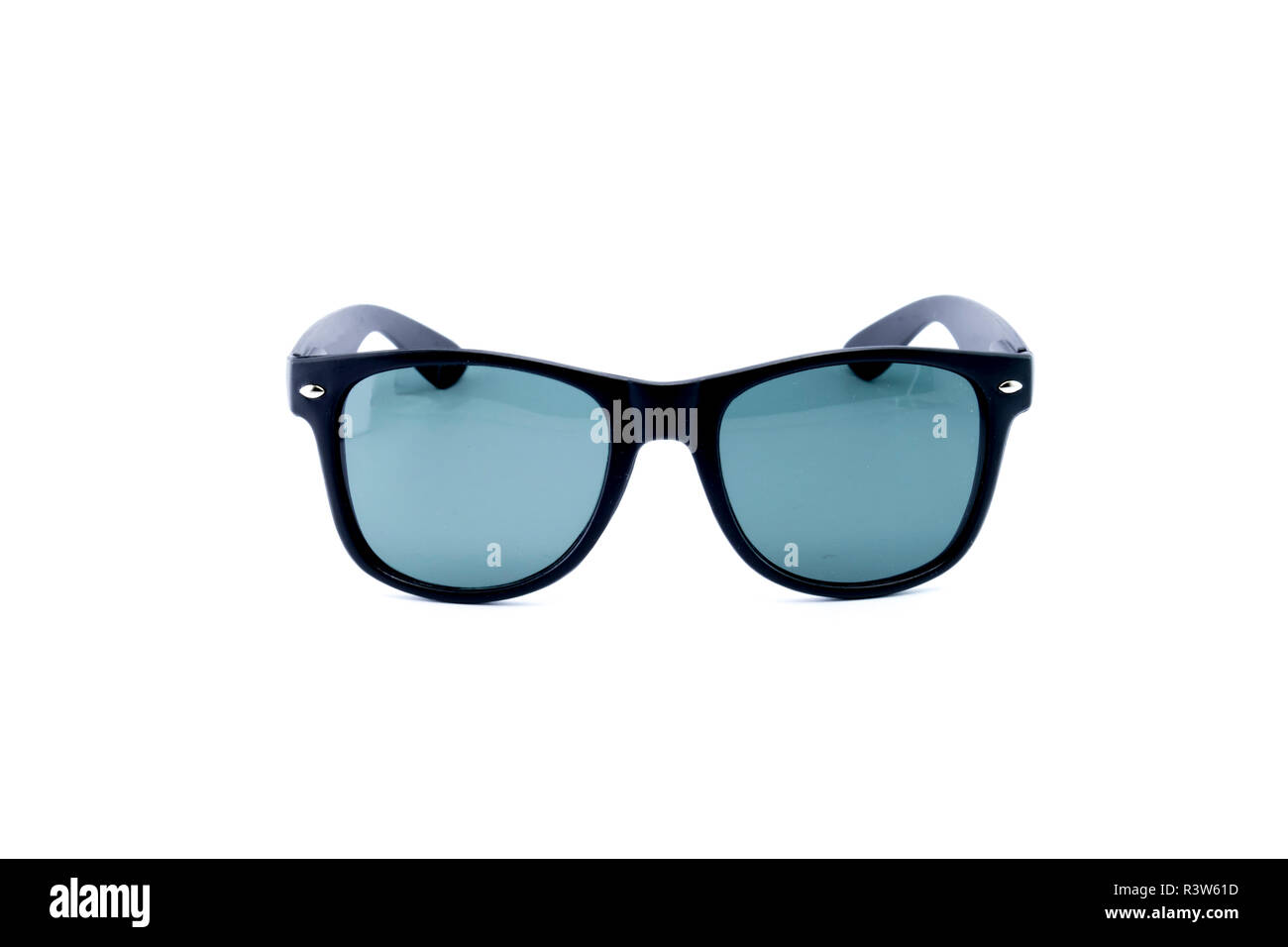 Black glasses to improve eyesight isolated on white background Stock