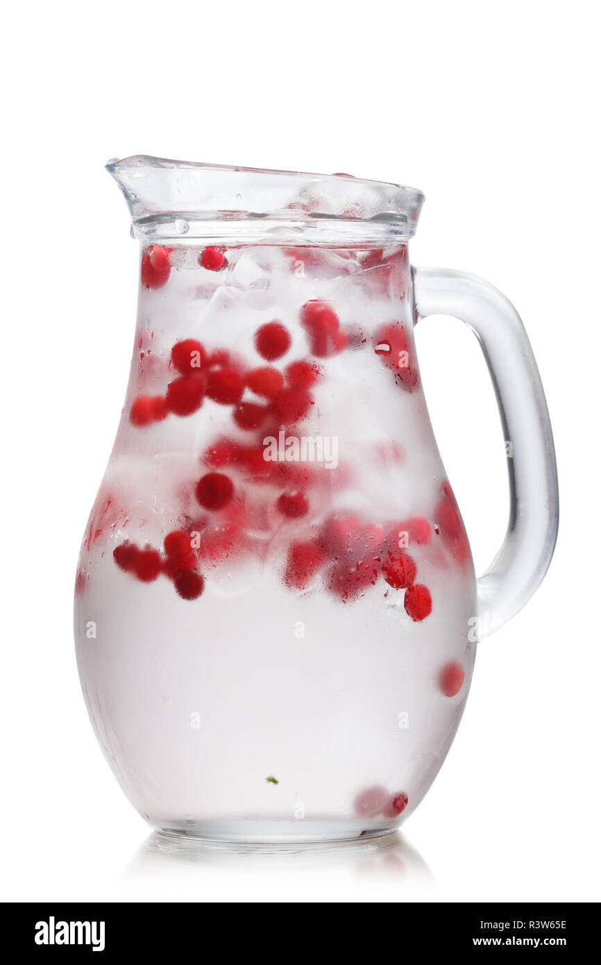 Iced cranberry lemon drink pitcher, paths Stock Photo by maxsol7