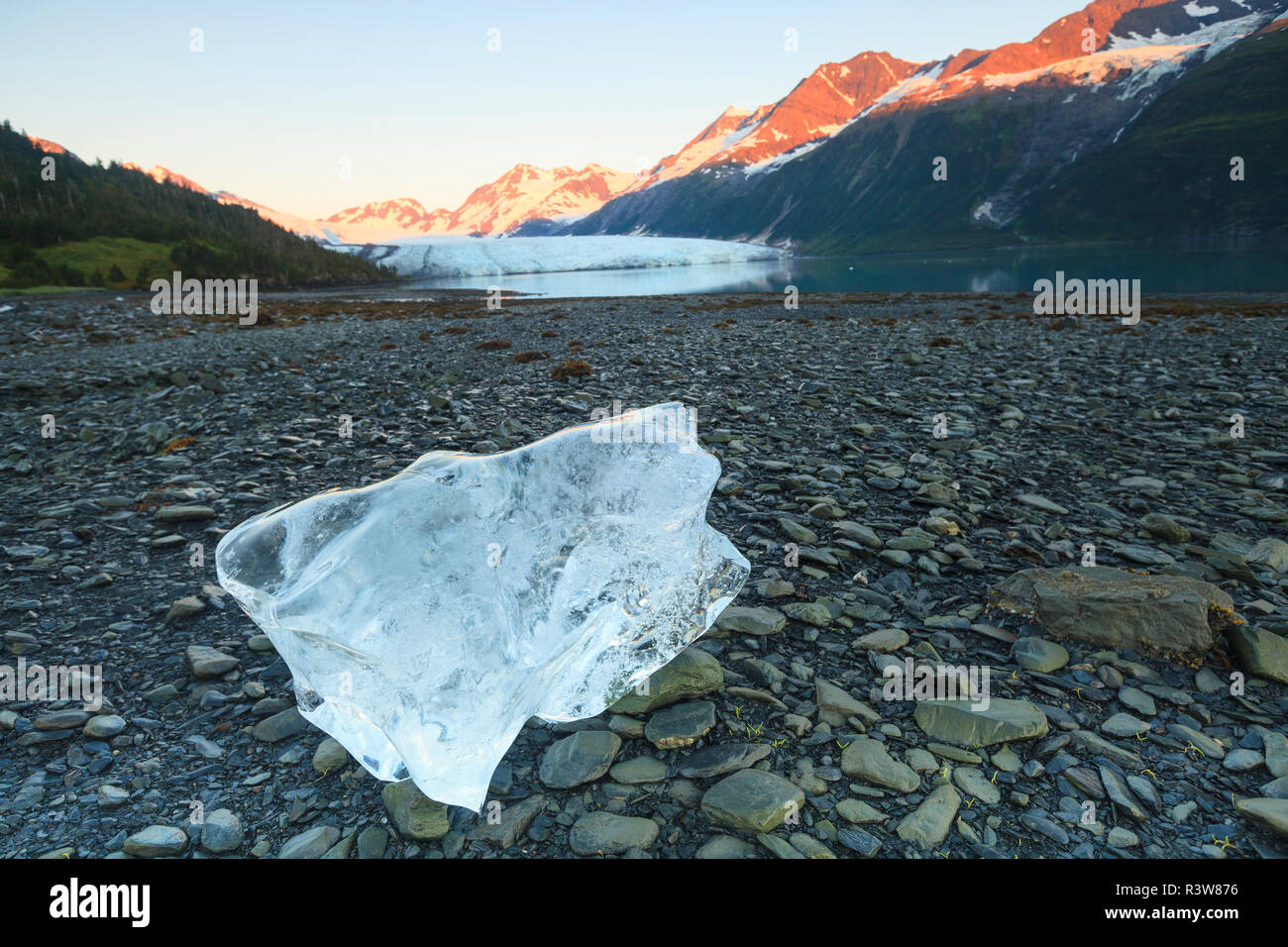 Stranded iceberg, Sunrise, Harriman Fiord, Chugach Mountains, Chugach ...