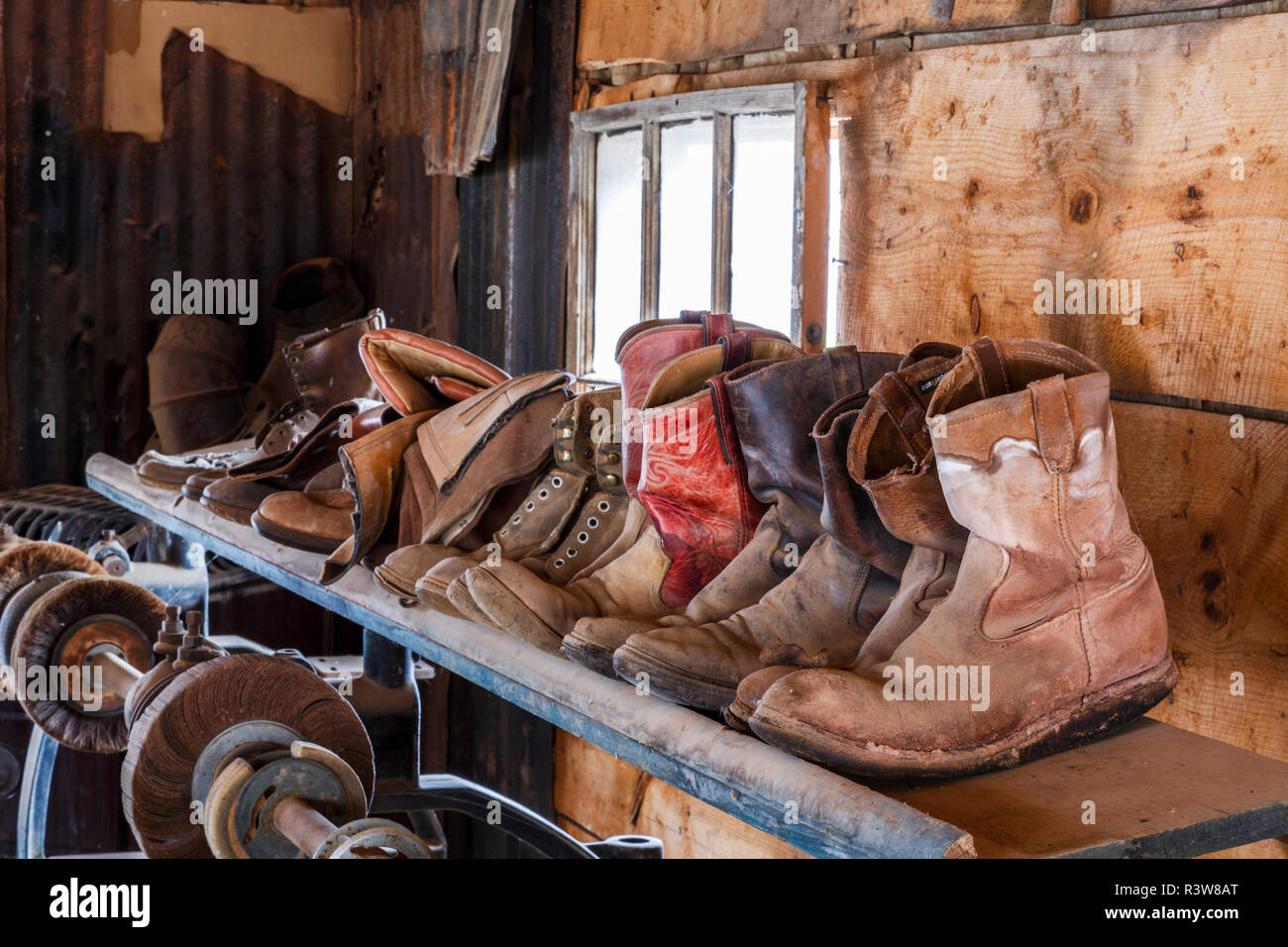 Abandoned boots, Gold King Mine Museum and Ghost Town, Prescott National  Forest, Jerome, Arizona Stock Photo - Alamy