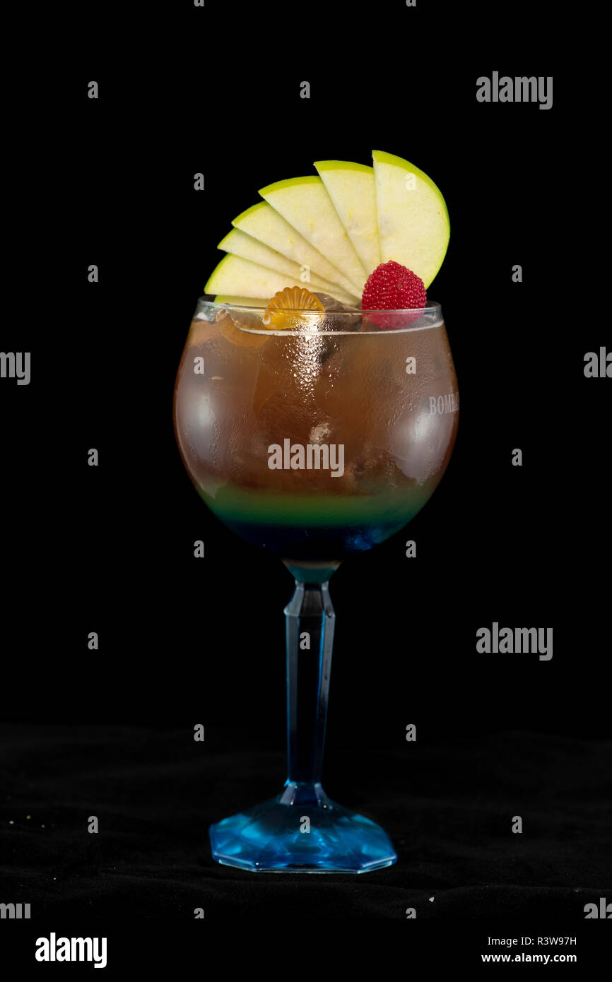Special Iced Tea Cocktail with coke, light rum, blue curacao and sweet