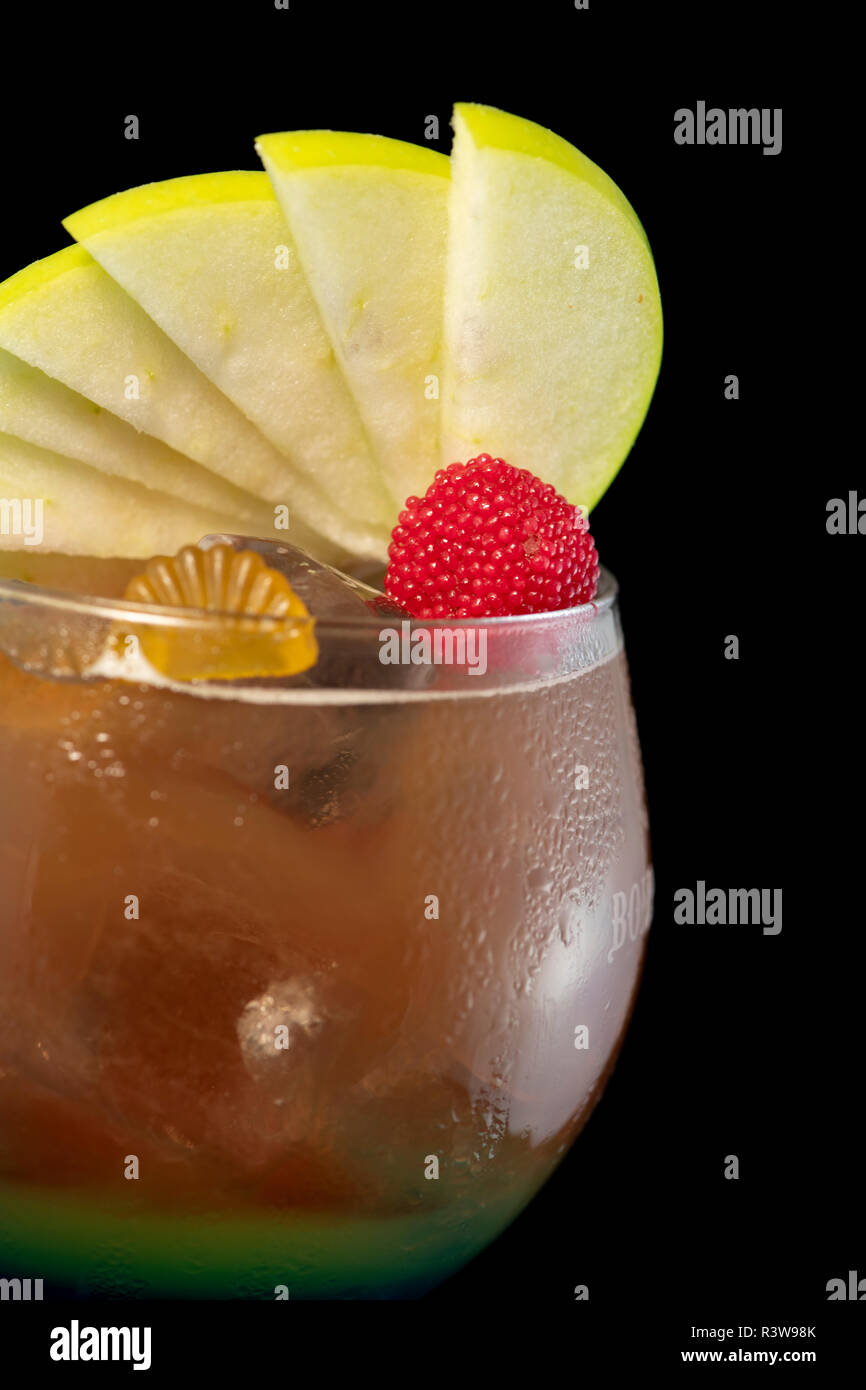 Special Iced Tea Cocktail with coke, light rum, blue curacao and sweet