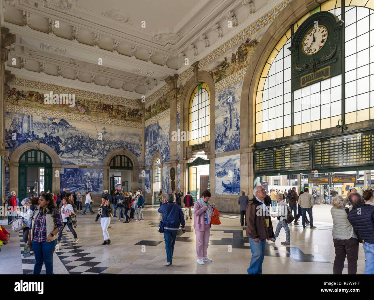 Sao Bento train station, one of the icons of Porto. The old town is listed  as UNESCO World Heritage Site. Portugal Stock Photo - Alamy
