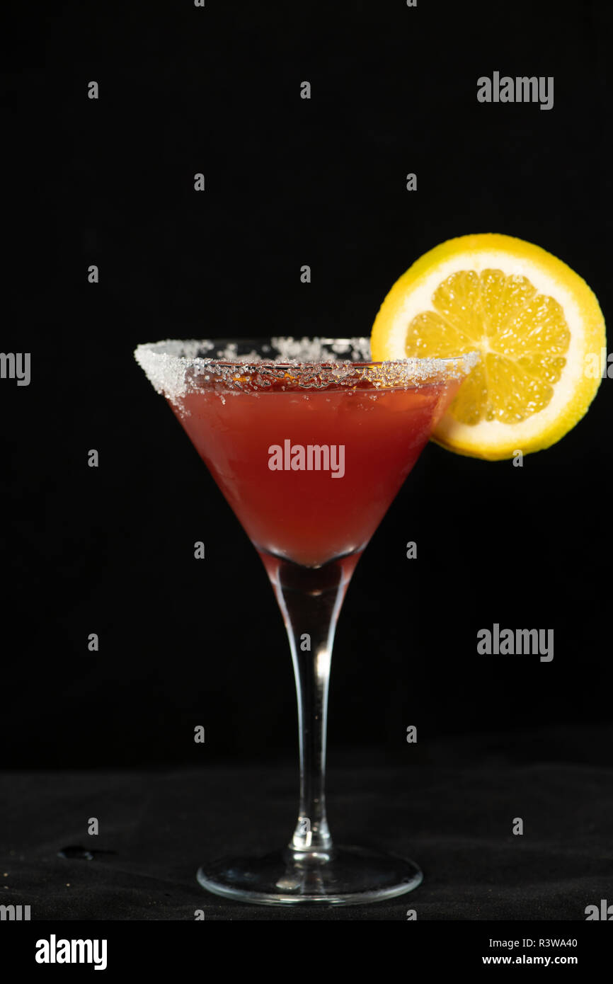 Cosmopolitan Cocktail with cranberry juice, vodka, lime juice and