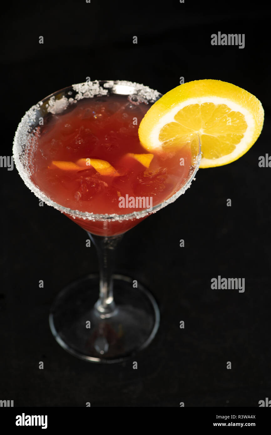 Cosmopolitan Cocktail with cranberry juice, vodka, lime juice and