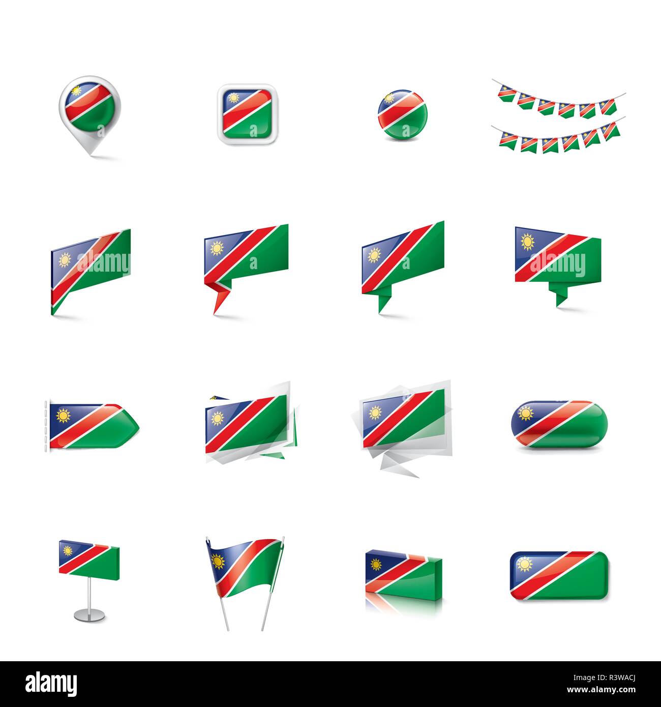 Namibia flag, vector illustration on a white background Stock Vector ...