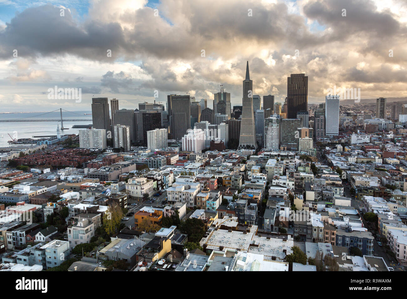 Coit Tower San Francisco View Stock Photo