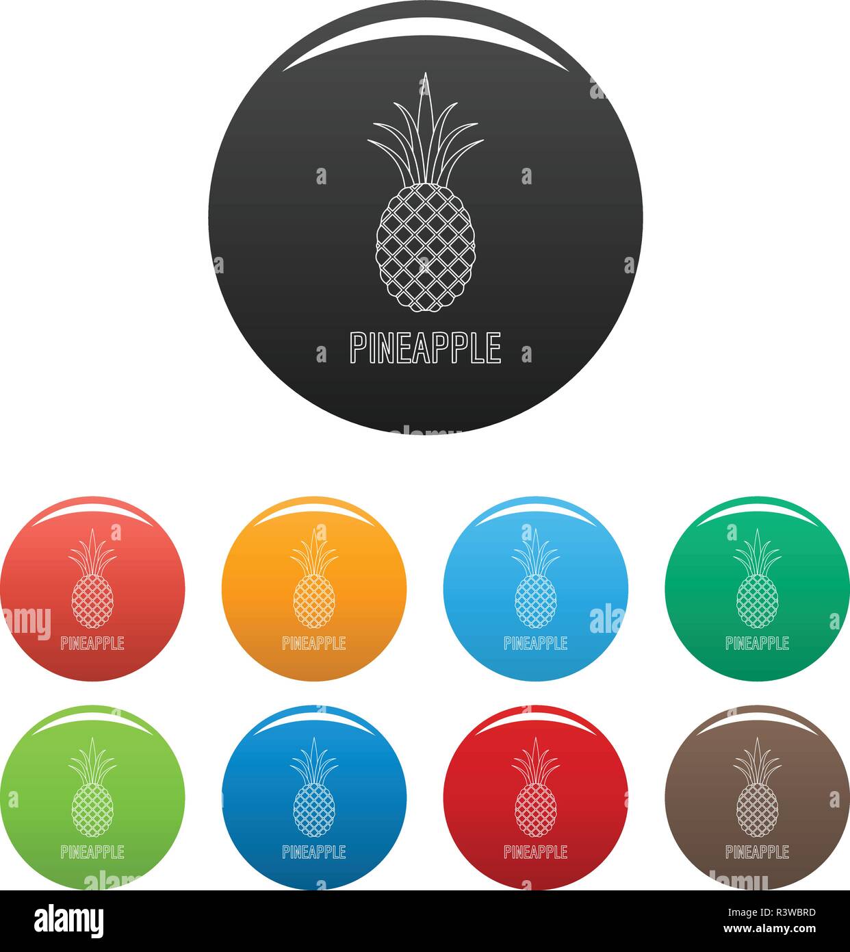 Pineapple icon. Outline illustration of pineapple vector icons set ...