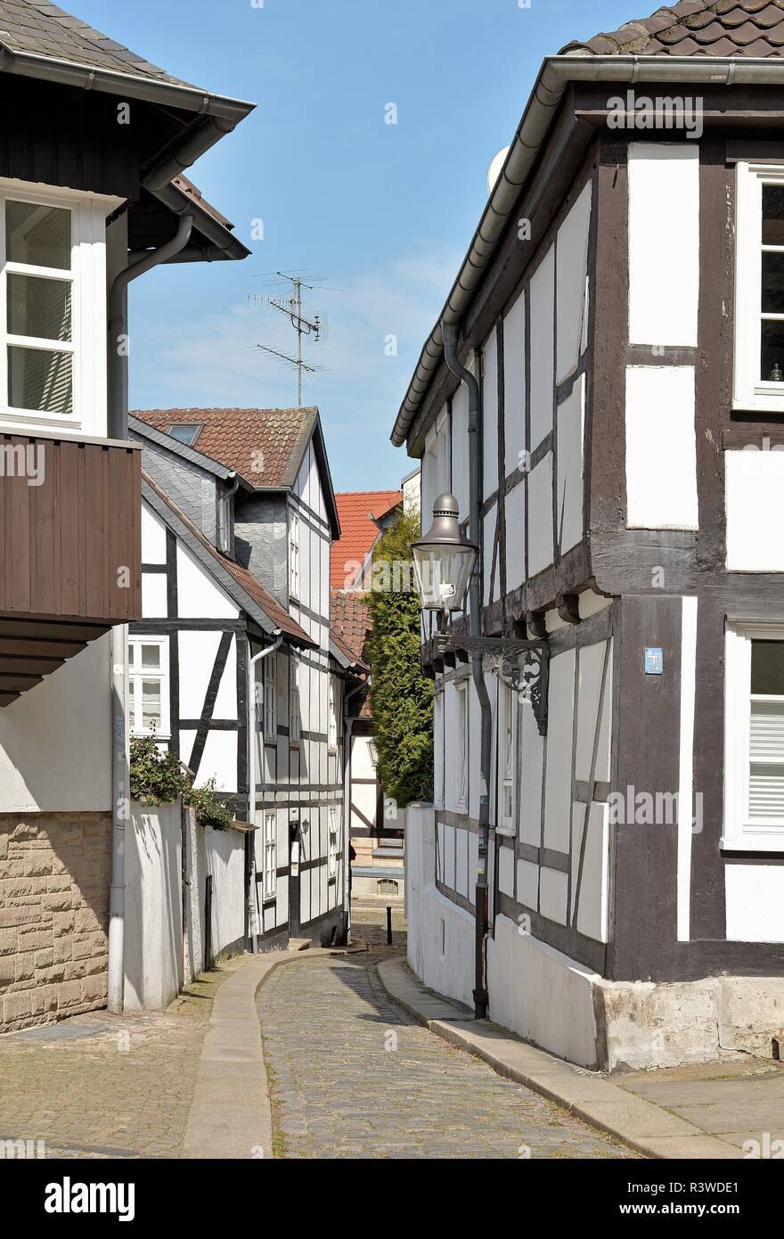 historic half-timbered houses in the old town of braunschweig Stock Photo