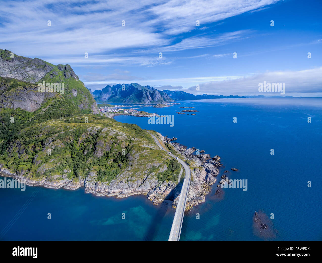 Scenic road on lofoten aerial hi-res stock photography and images - Alamy