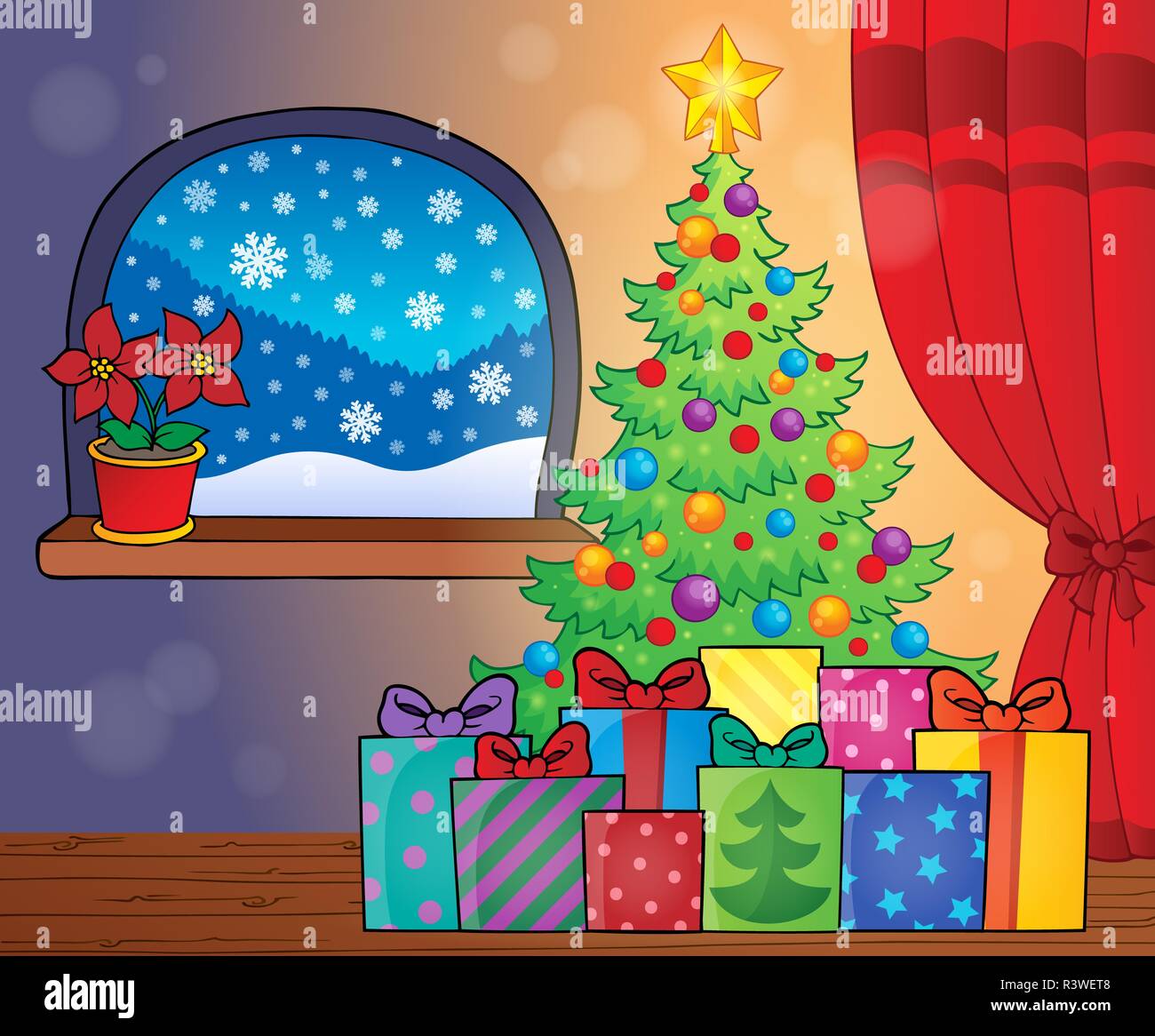 Christmas tree and gifts theme image 2 Stock Photo
