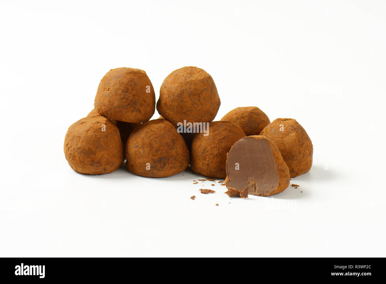 Cocoa dusted chocolate truffles Stock Photo Alamy