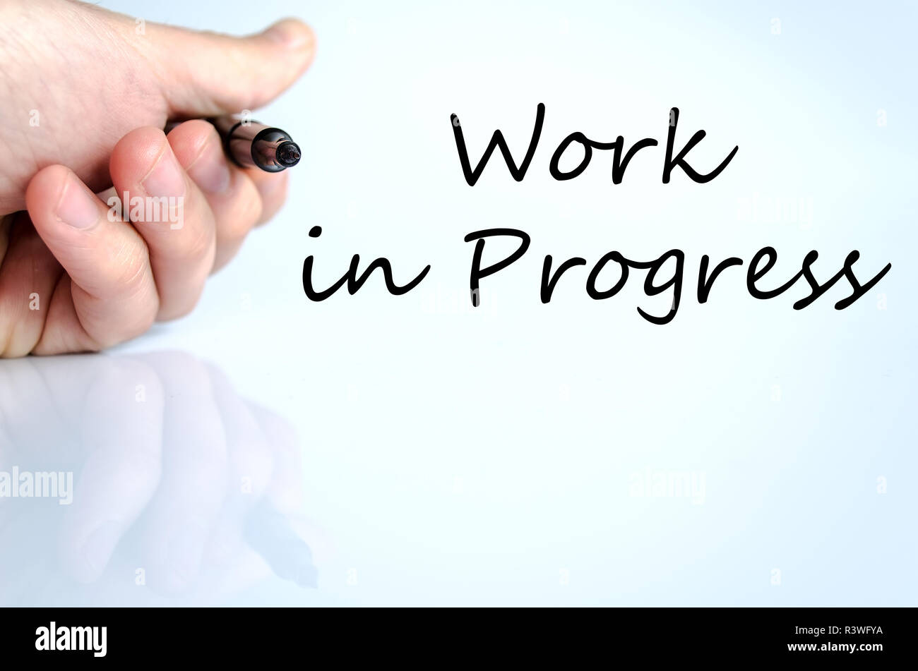 Work in progress text concept Stock Photo - Alamy
