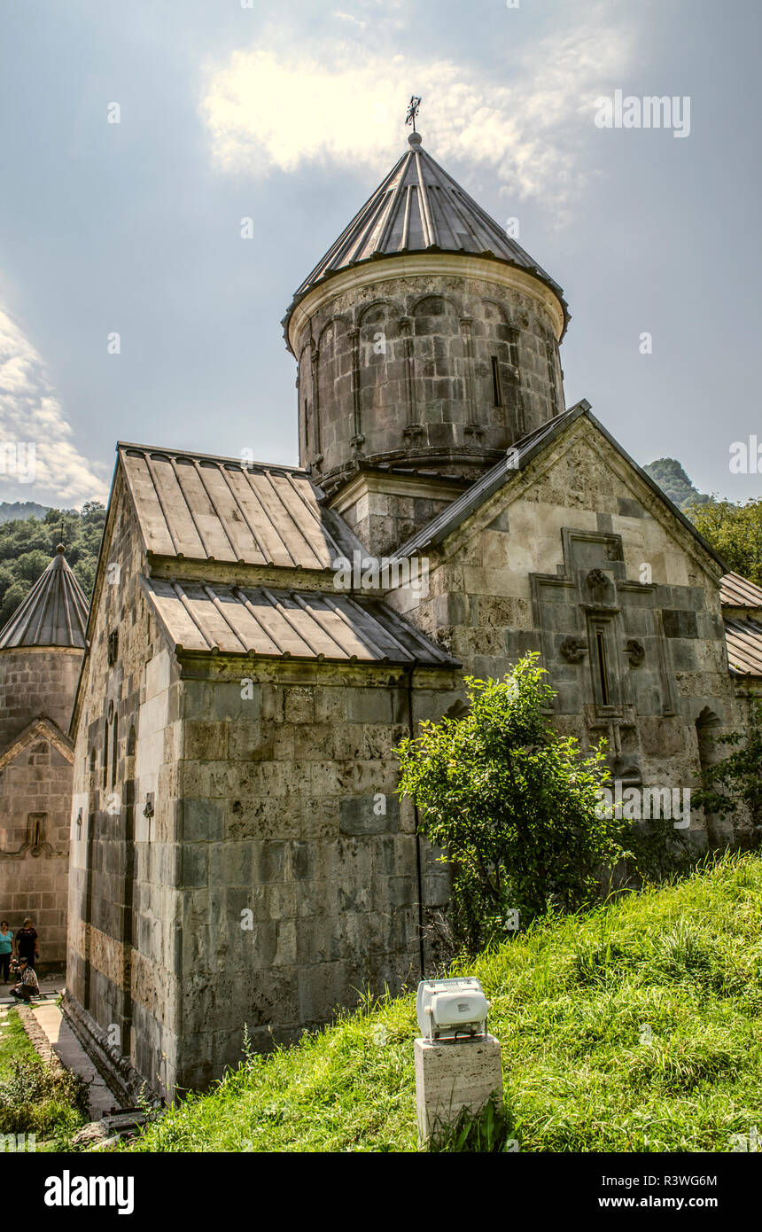 Dilijan, Armenia, August 24, 2018: View from the back of the Church of the Blessed Holy Mother located in the monastery of  Haghartsin near Dilijan Stock Photo