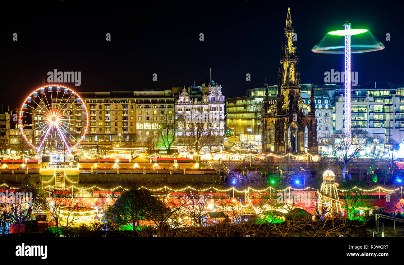 Edinburgh Christmas lights Stock Photo