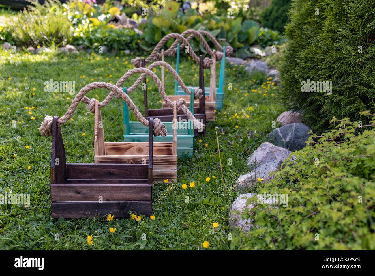 Homemade drawers with rope handles against the backdrop of nature 2018 ...