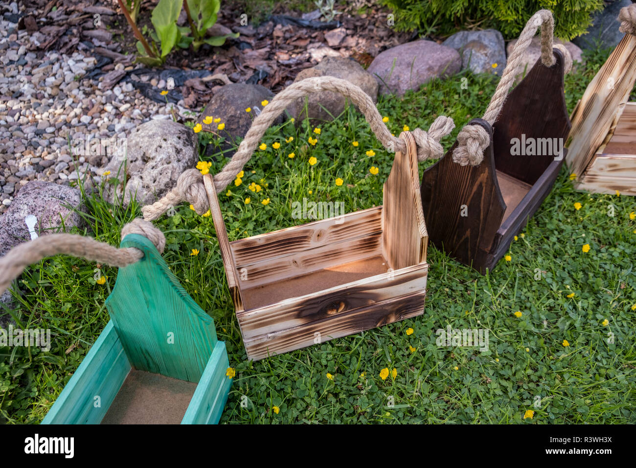 Homemade drawers with rope handles against the backdrop of nature 2018 ...