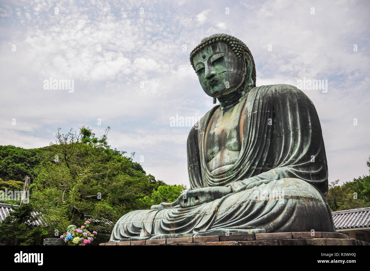 The Great Buddha of Kamakura (Kamakura Daibutsu), a bronze statue of ...