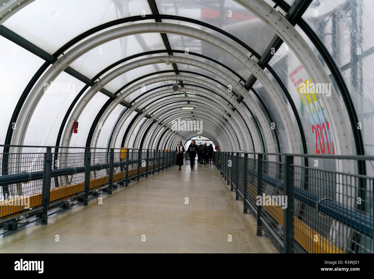 Renzo Piano designed the Centre national d'art et de culture Georges-Pompidou in Paris, with outside walkways to shelter visitors from wind and rain. Stock Photo