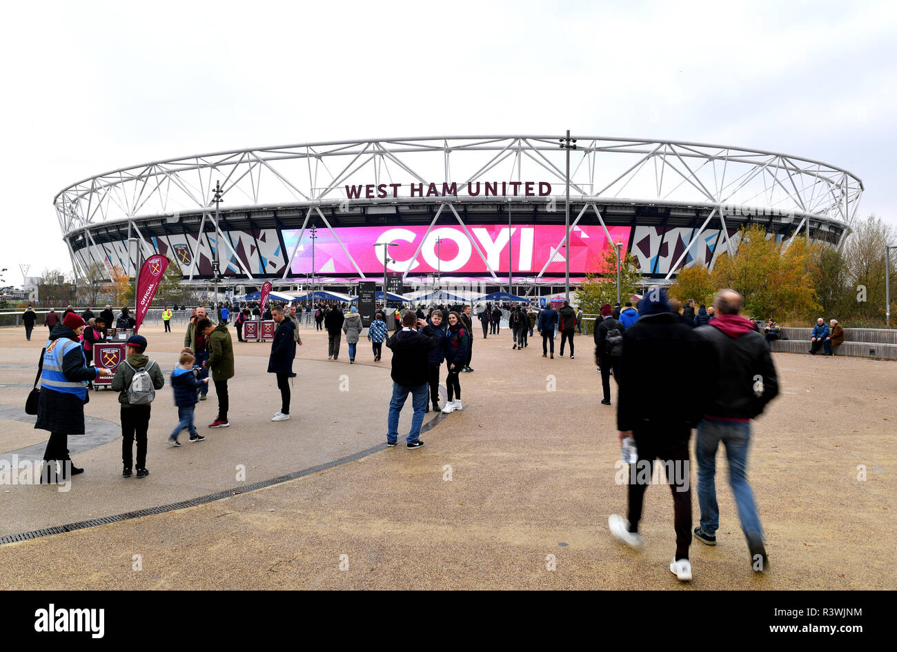 A general view of fans making their way to the stadium prior to the Premier League match at The London Stadium, London. Stock Photo