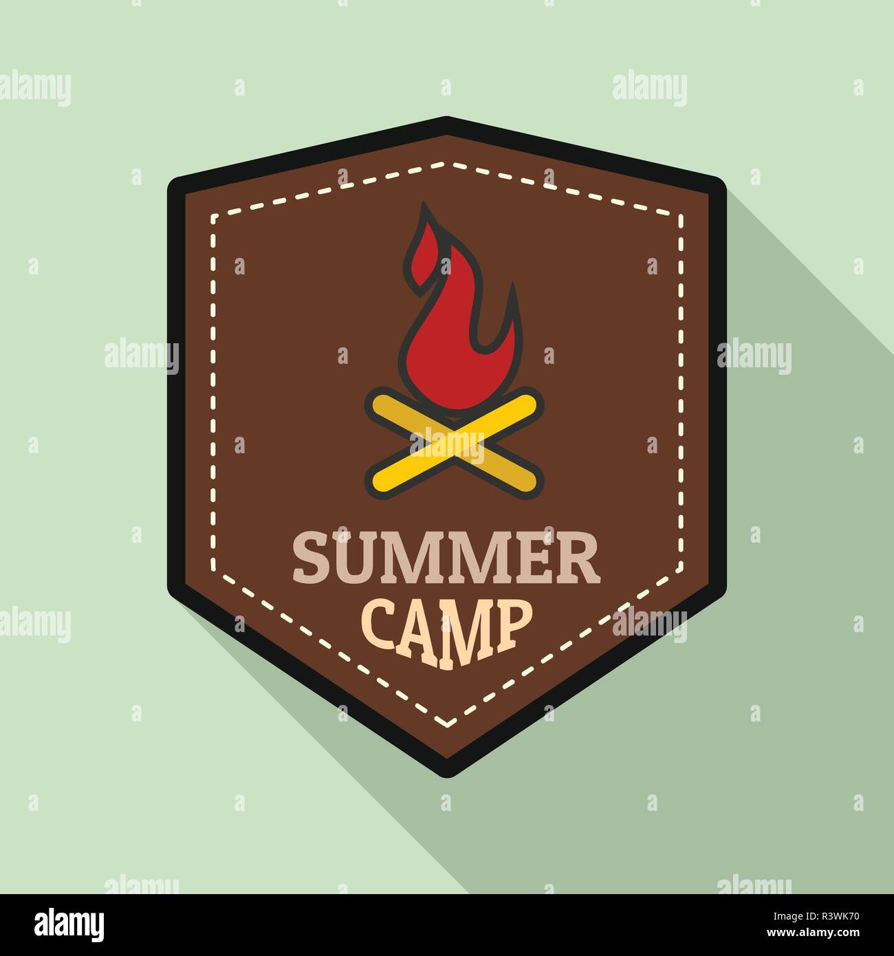 Summer fire camp logo. Flat illustration of summer fire camp vector