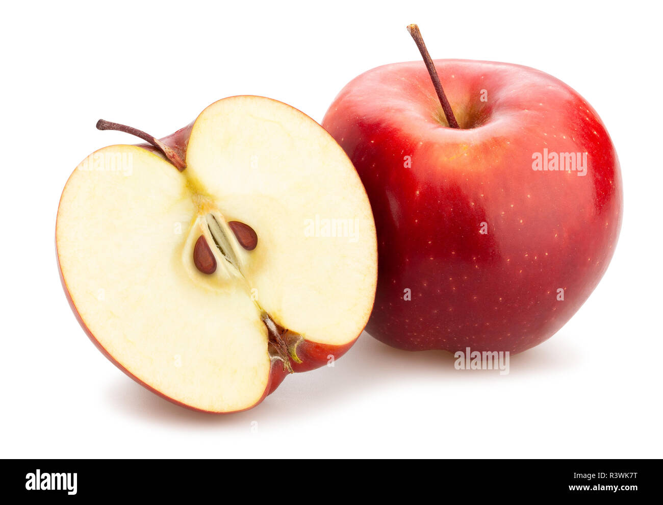 Red Apple Fruit with Slice and Green Leaf Isolated on White Stock Image -  Image of chopped, objects: 117149257