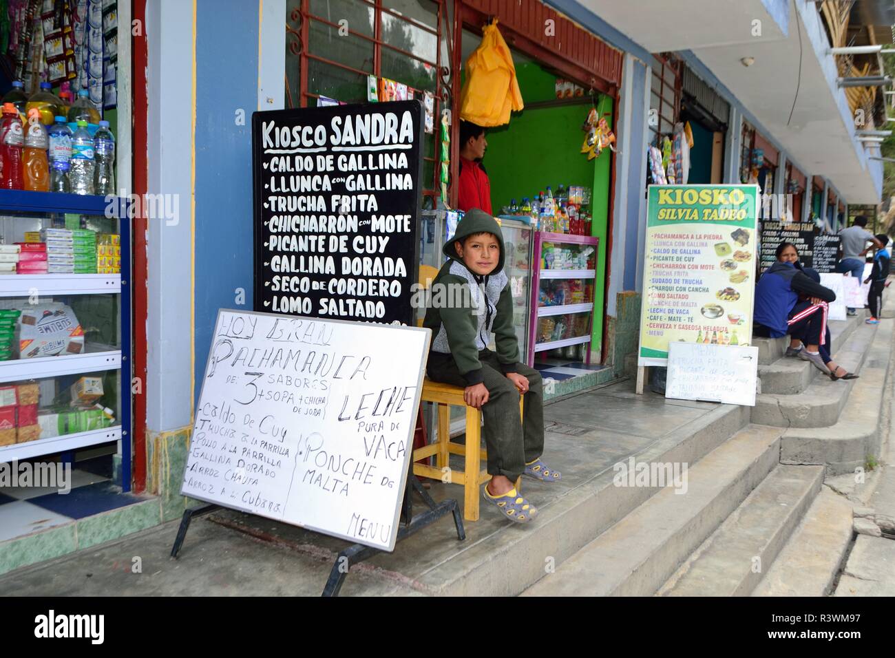 Pachamanca cooked to the stone in restaurant -Thermal Baths- Vicos community in CHANCOS. Department of Ancash.PERU                Stock Photo