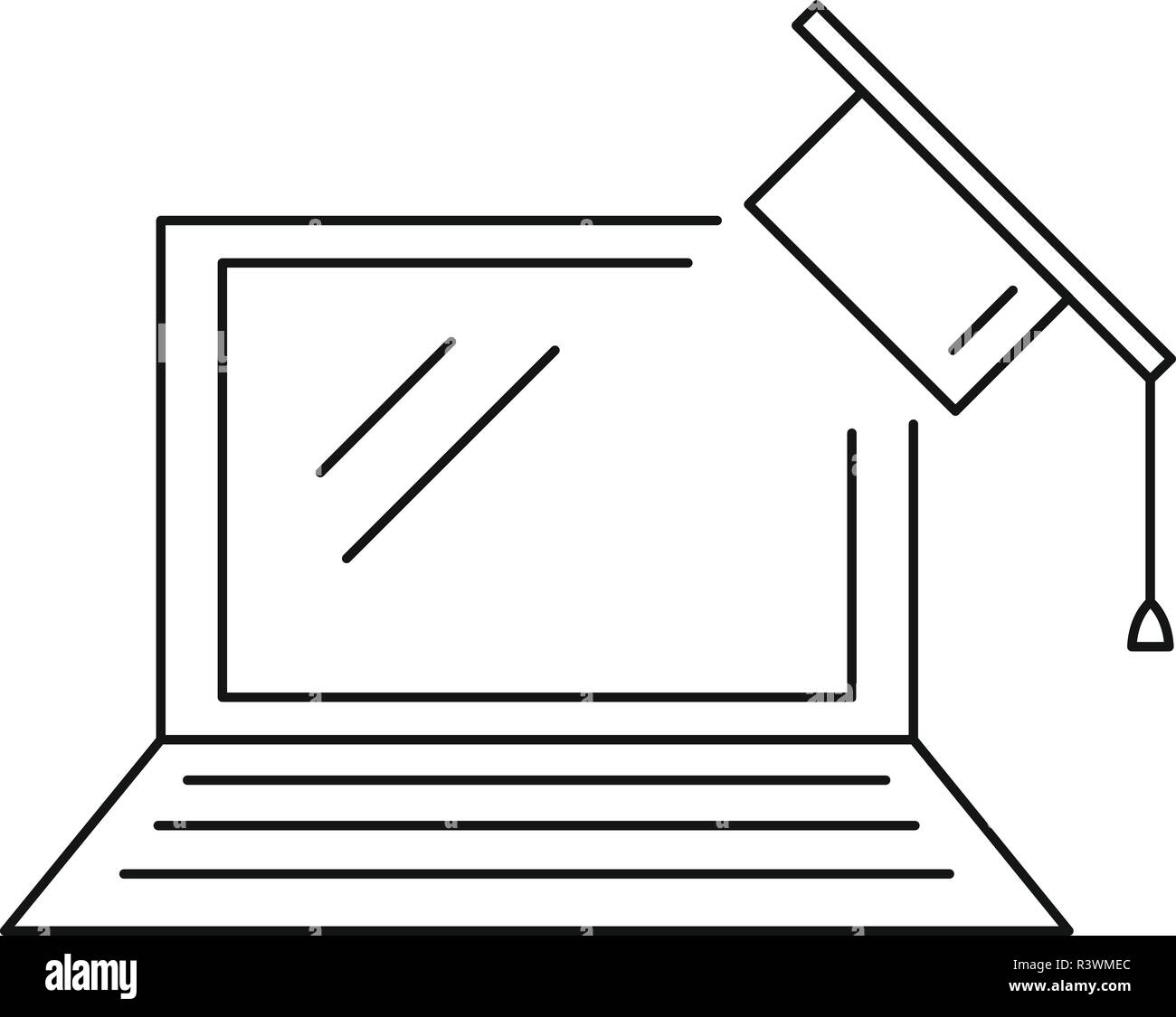 Online graduation icon. Outline online graduation vector icon for web ...