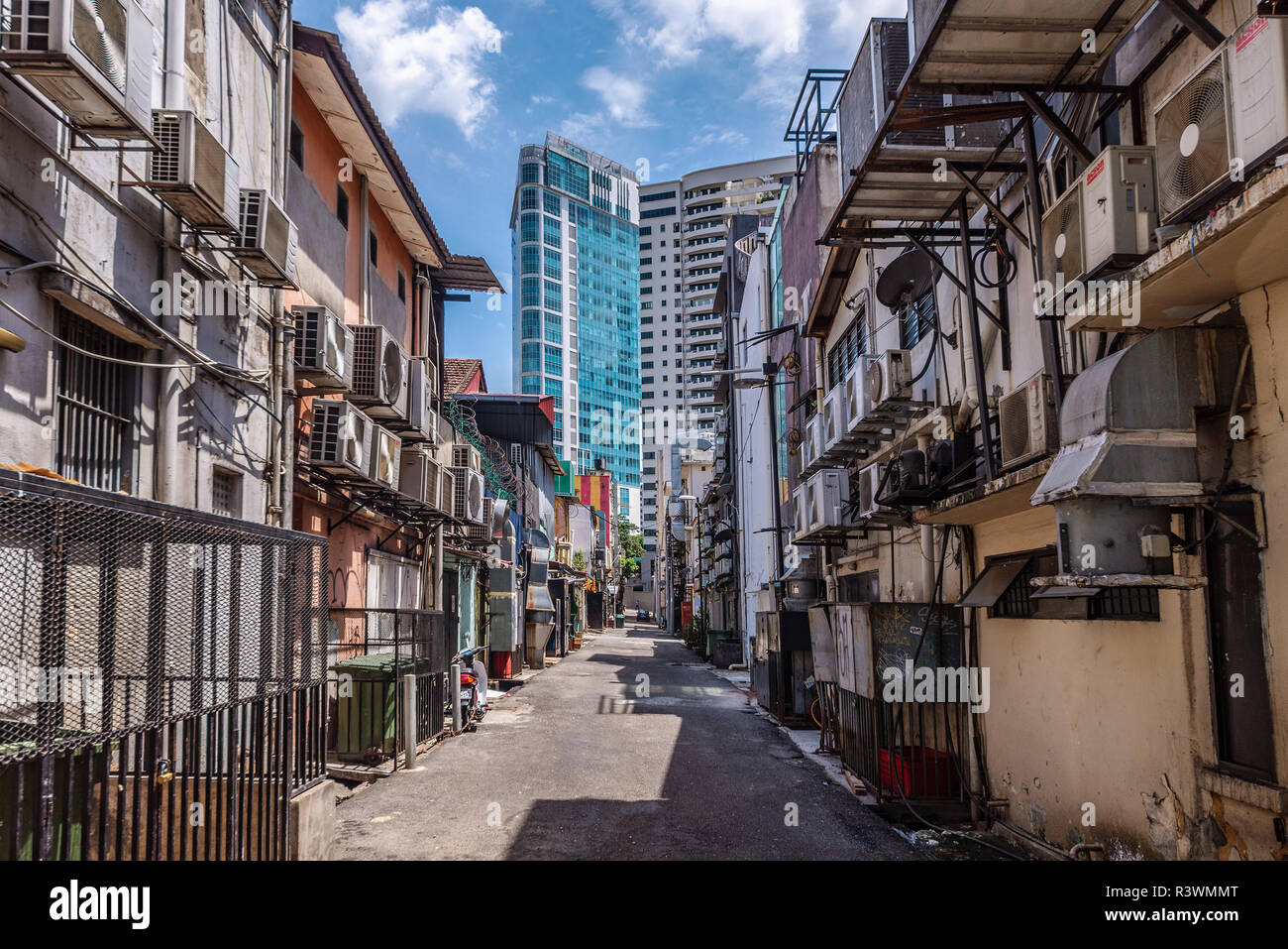 KUALA LUMPUR, MALAYSIA JULY 25 This is a view of a side street alley