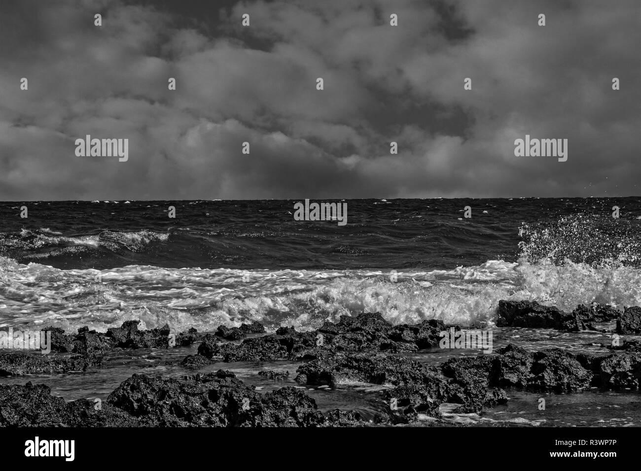 Storm on the Sea in black and white Stock Photo - Alamy