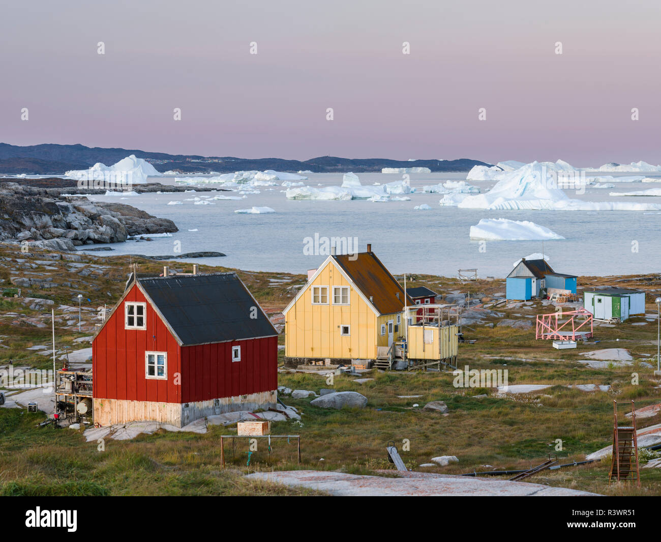 Inuit village Oqaatsut (once called Rodebay) located in Disko Bay ...