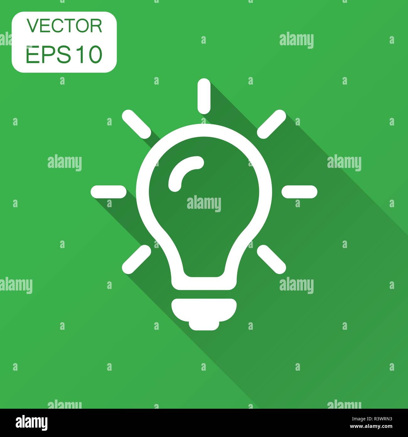 Light bulb icon in flat style. Lightbulb vector illustration with long ...
