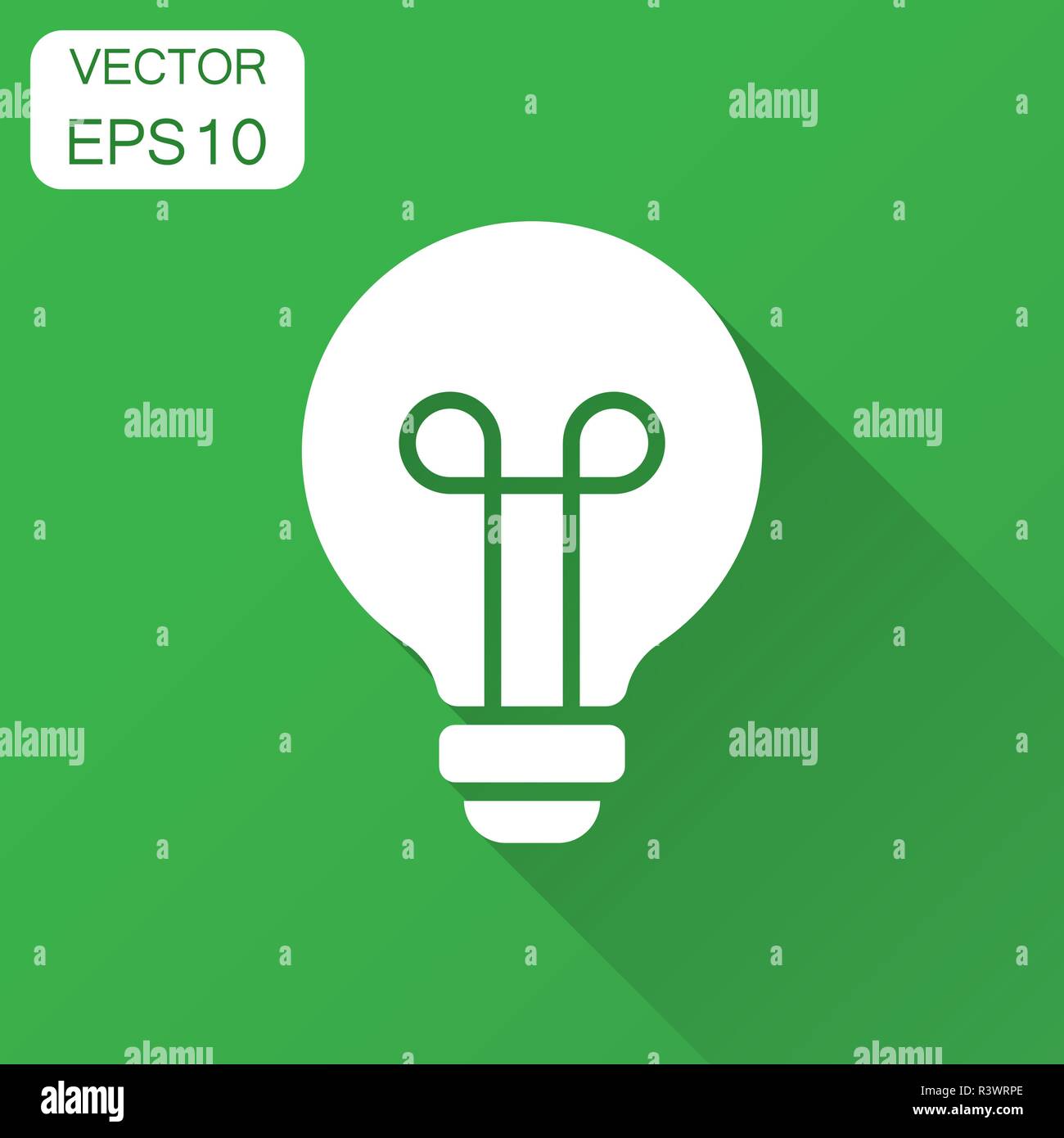 Light bulb icon in flat style. Lightbulb vector illustration with long ...