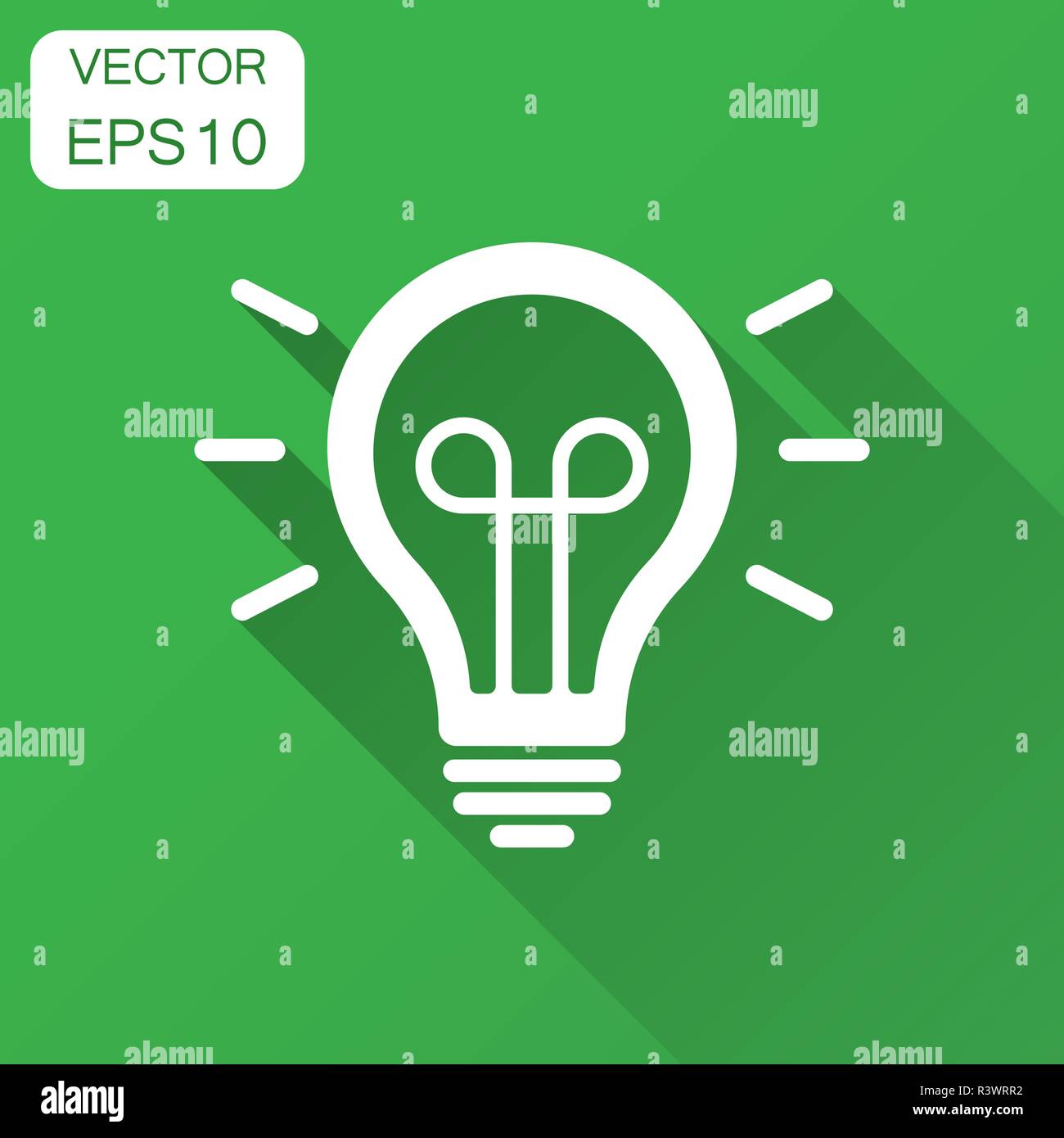 Light bulb icon in flat style. Lightbulb vector illustration with long ...