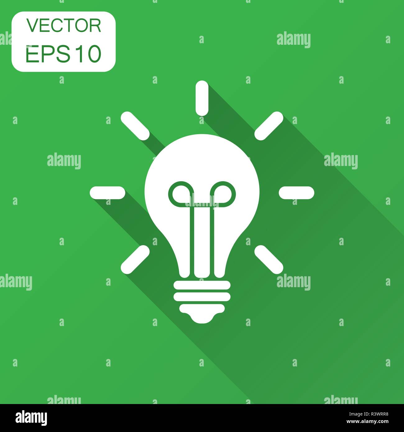 Light bulb icon in flat style. Lightbulb vector illustration with long ...