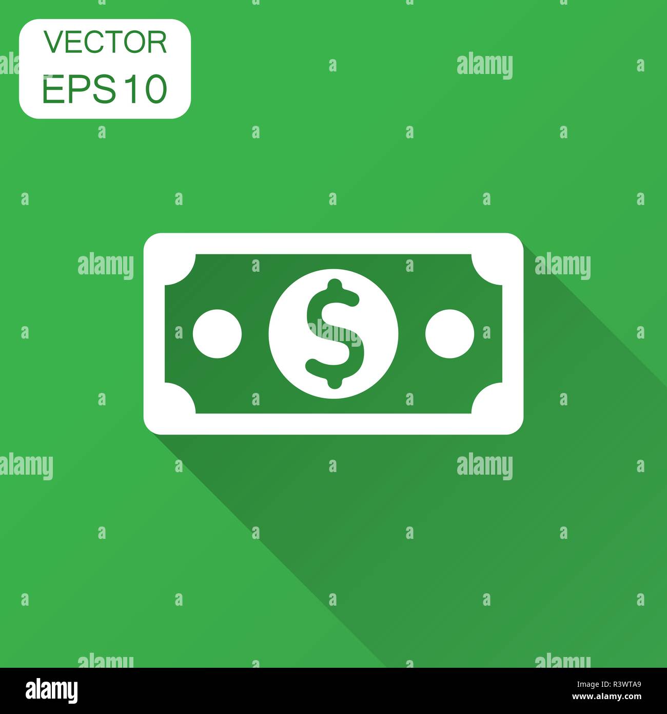 Dollar currency banknote icon in flat style. Dollar cash vector ...