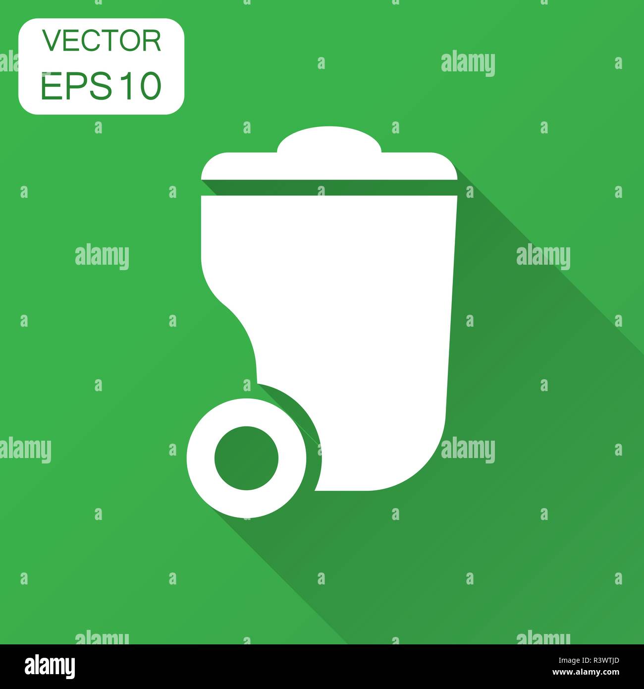 Trash bin garbage icon in flat style. Trash bucket vector illustration ...