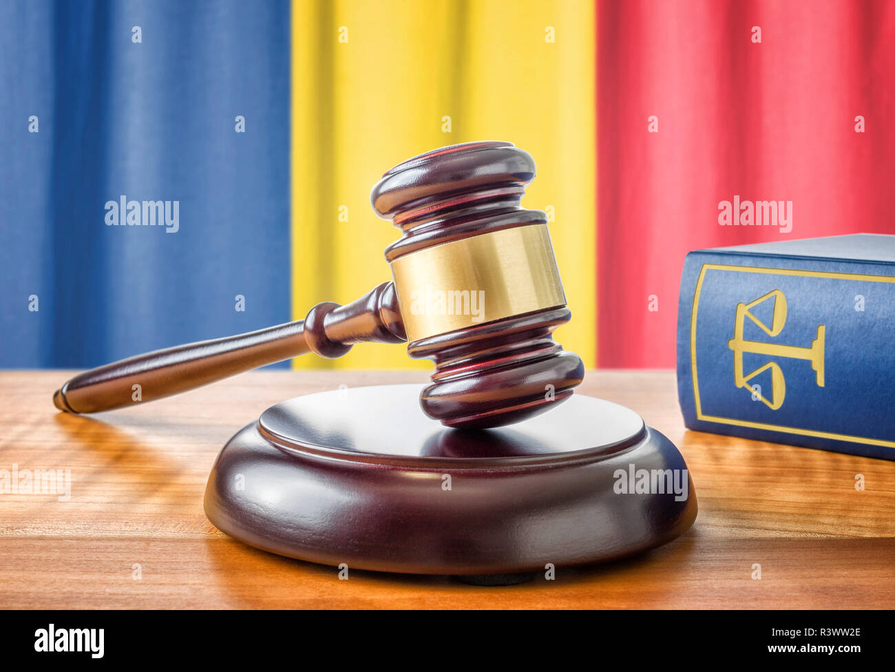 gavel and law book - romania Stock Photo