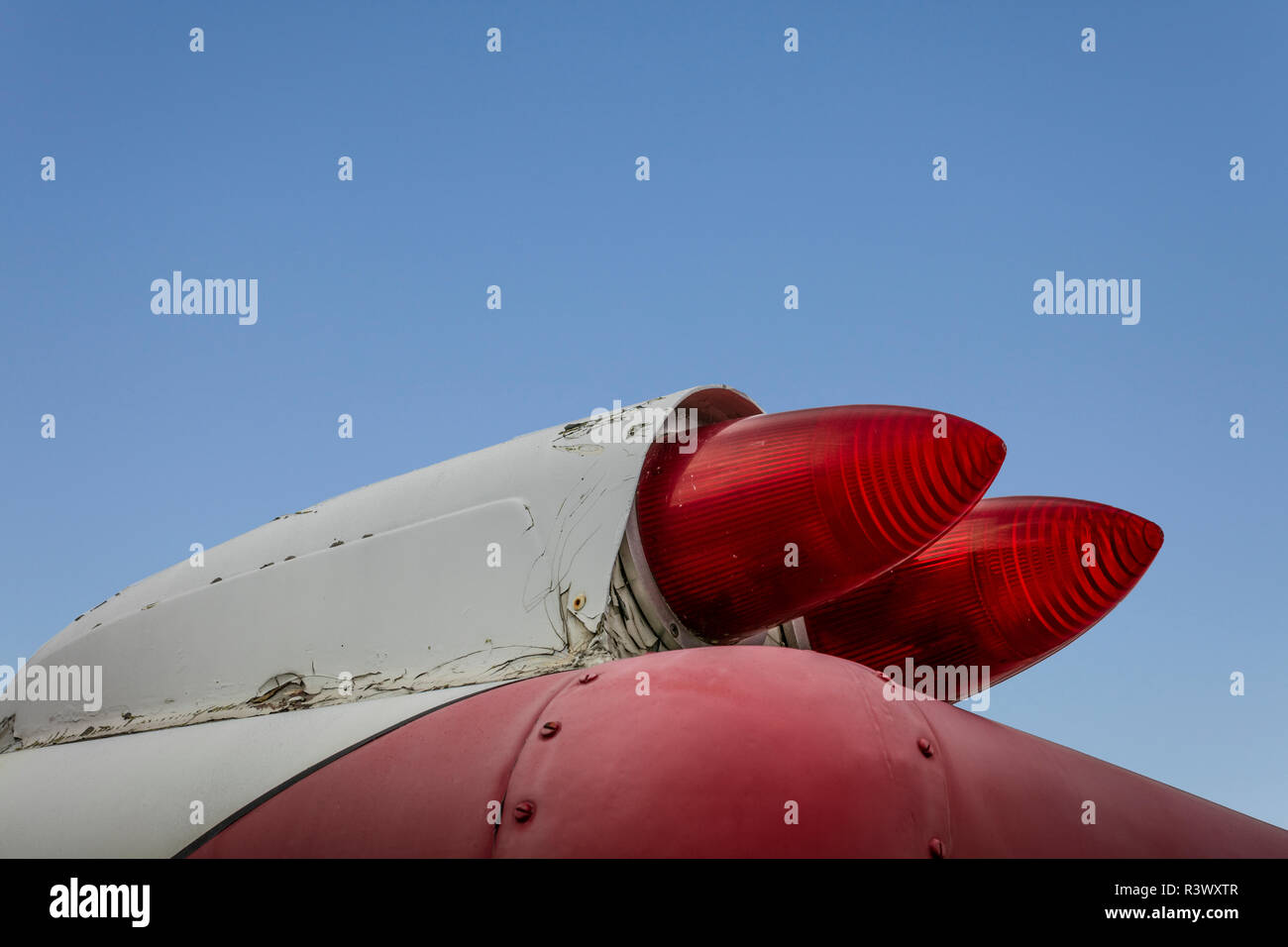 USA, Alaska, Alaska Museum of Transportation and Industry. Old-fashioned taillights on vintage ambulance. Stock Photo