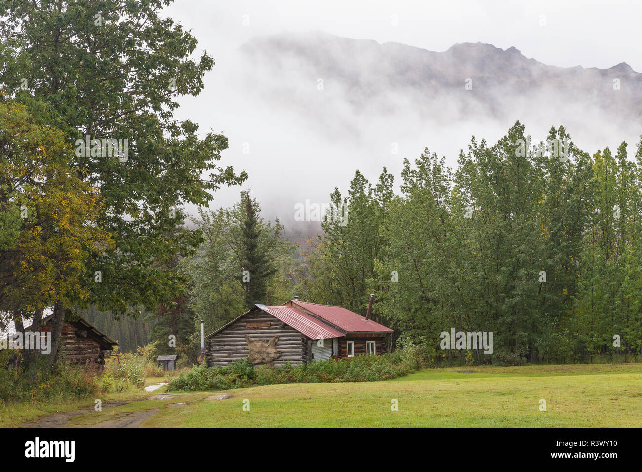 Usa Alaska Wiseman Log Cabins In Historic Mining Town Stock